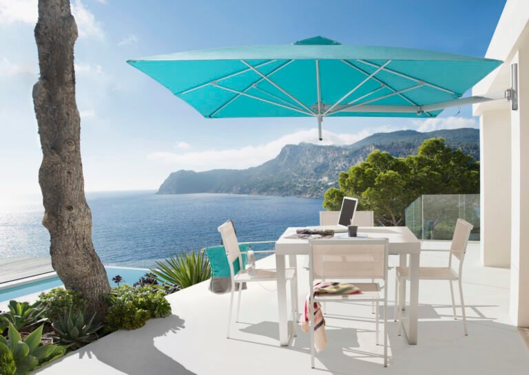 paraflex wall mounted square umbrella lagoon hr