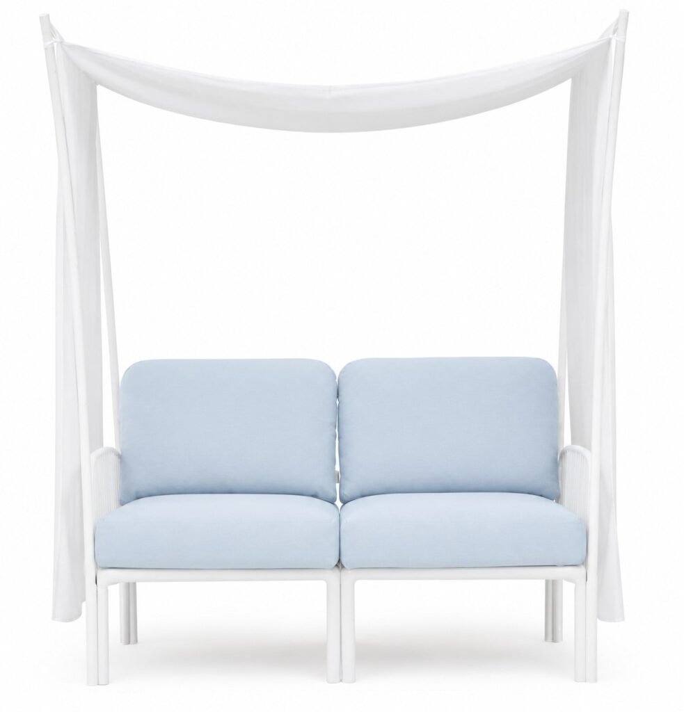 komodo 2 seater sofa with sunshade accessory bianco